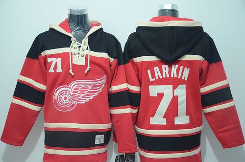 Red Wings #71 Dylan Larkin Red Sawyer Hooded Sweatshirt Stitched NHL Jersey